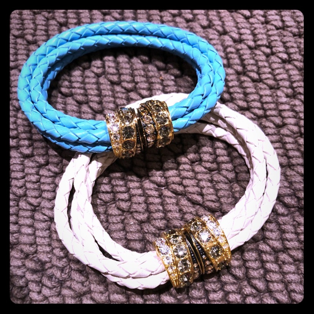 Akkad Leather and Crystal Bracelets